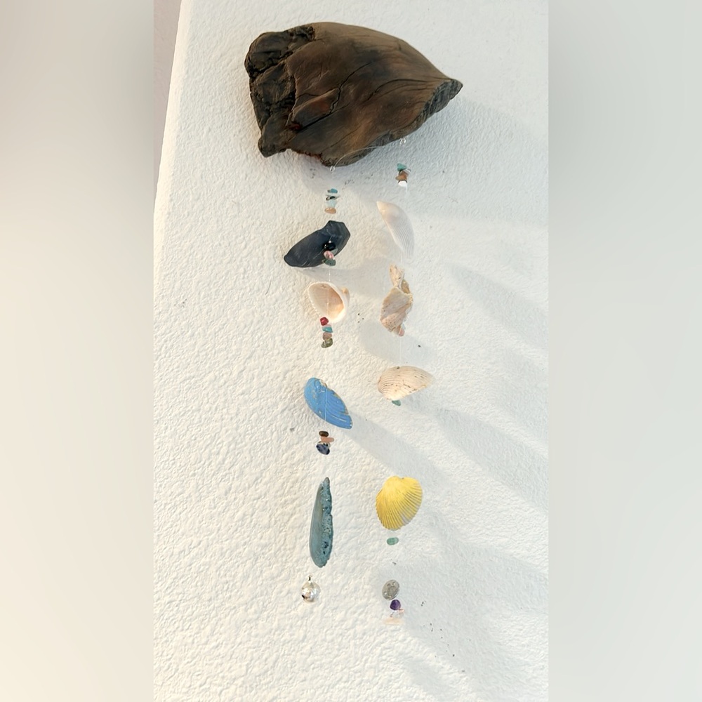 Sea Shell Wind Chime small Hanging 2 Strand Natural. Sand Sea life.